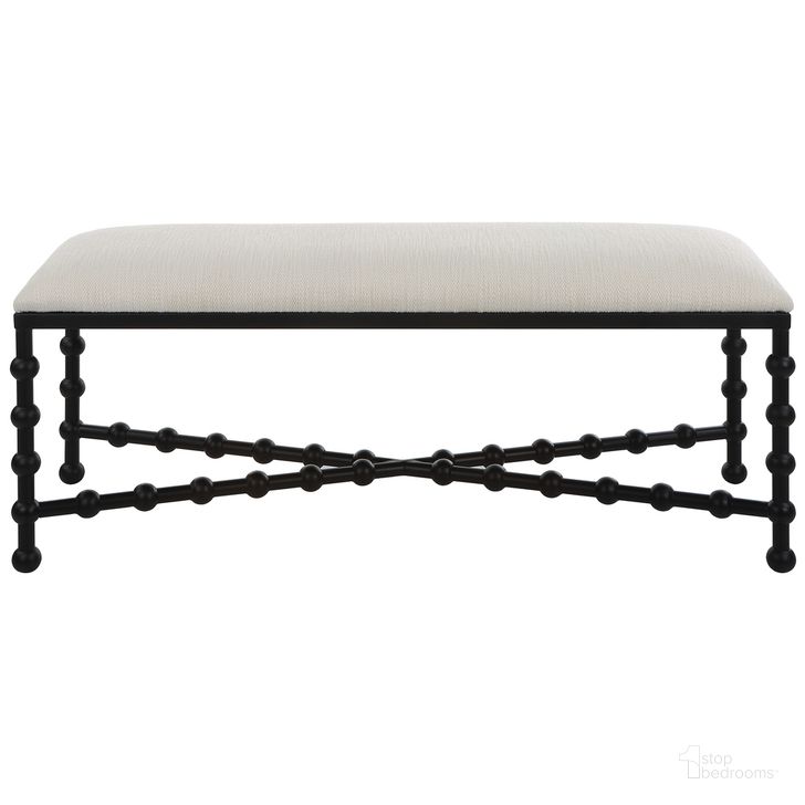 The appearance of Uttermost Iron Drops Cushioned Bench designed by Uttermost in the modern / contemporary interior design. This black piece of furniture  was selected by 1StopBedrooms from Iron Drops Collection to add a touch of cosiness and style into your home. Sku: 23756. Product Type: Bench. Material: Iron. Image1
