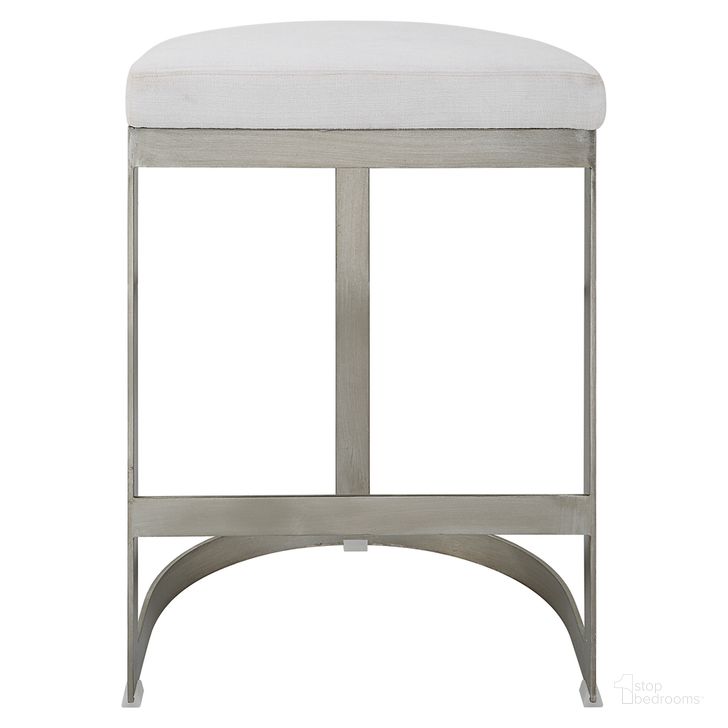 The appearance of Uttermost Ivanna Backless Silver Counter Stool designed by Uttermost in the modern / contemporary interior design. This silver piece of furniture  was selected by 1StopBedrooms from Ivanna Collection to add a touch of cosiness and style into your home. Sku: 23687. Material: MDF. Product Type: Barstool. Image1