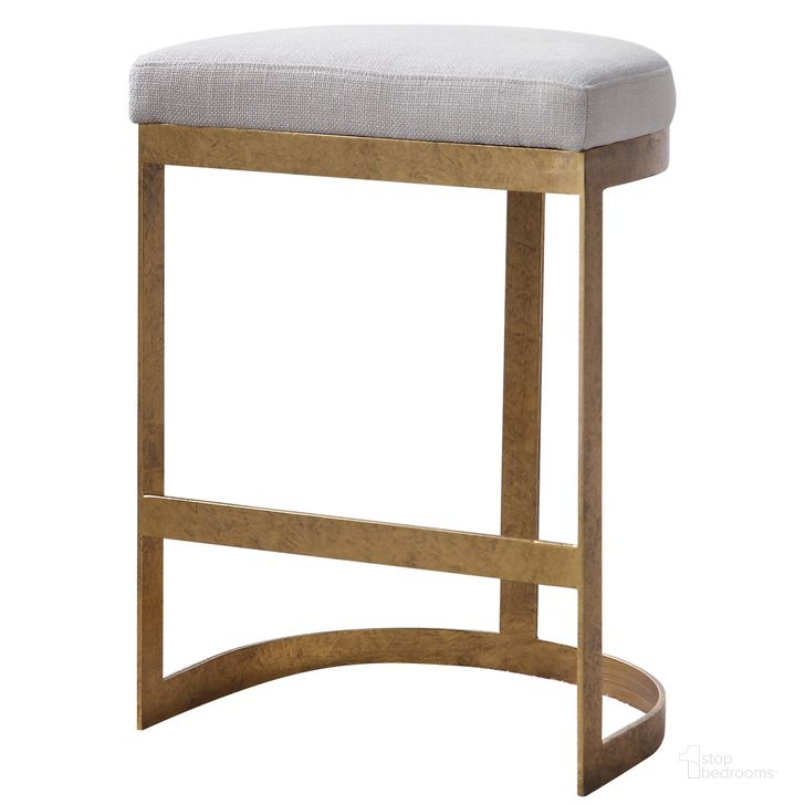 The appearance of Uttermost Ivanna Modern Counter Stool designed by Uttermost in the modern / contemporary interior design. This gold and white piece of furniture  was selected by 1StopBedrooms from Ivanna Collection to add a touch of cosiness and style into your home. Sku: 23523. Material: MDF. Product Type: Barstool. Image1