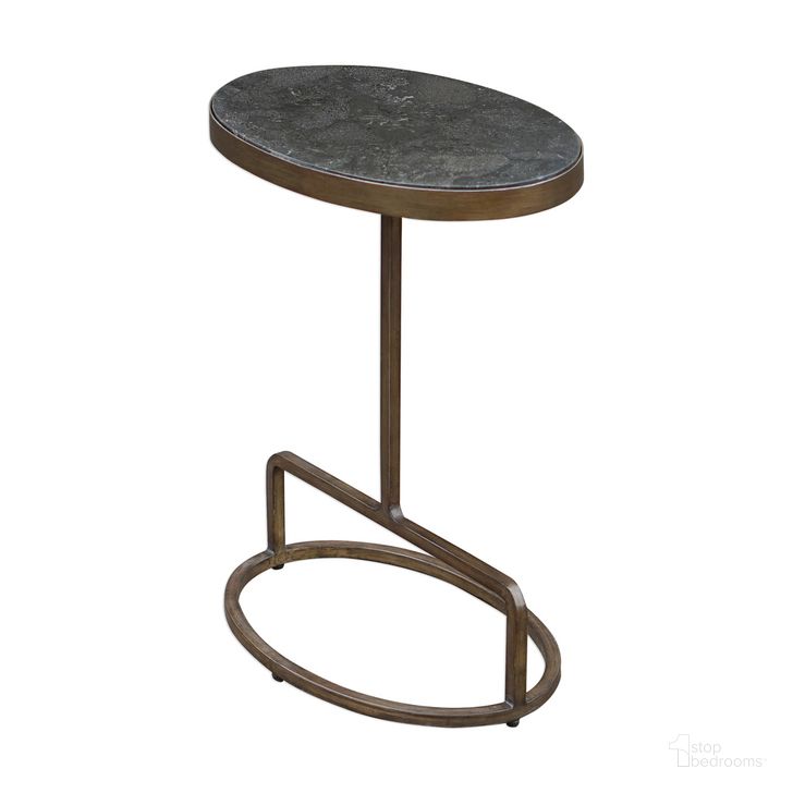The appearance of Uttermost Jessenia Stone Accent Table designed by Uttermost in the modern / contemporary interior design. This gold piece of furniture  was selected by 1StopBedrooms from Jessenia Collection to add a touch of cosiness and style into your home. Sku: 25348. Material: Metal. Product Type: Accent Table. Image1
