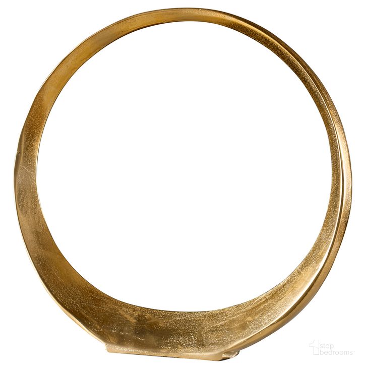 The appearance of Uttermost Jimena Gold Large Ring Sculpture designed by Uttermost in the modern / contemporary interior design. This gold piece of furniture  was selected by 1StopBedrooms from Jimena Collection to add a touch of cosiness and style into your home. Sku: 17981. Material: Aluminum. Product Type: Sculpture. Image1