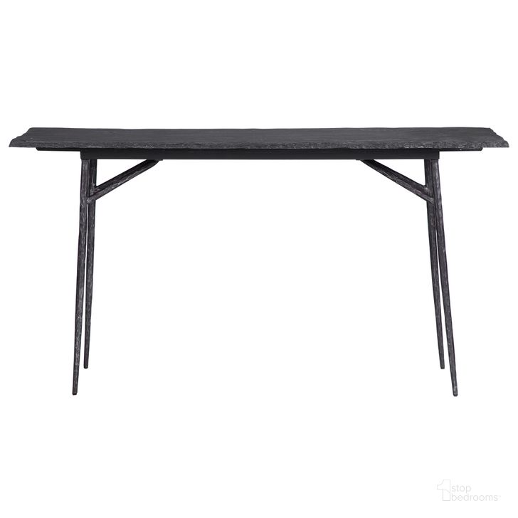 The appearance of Uttermost Kaduna Slate Console Table designed by Uttermost in the modern / contemporary interior design. This black piece of furniture  was selected by 1StopBedrooms from Kaduna Collection to add a touch of cosiness and style into your home. Sku: 24953. Product Type: Console Table. Material: Plywood. Image1