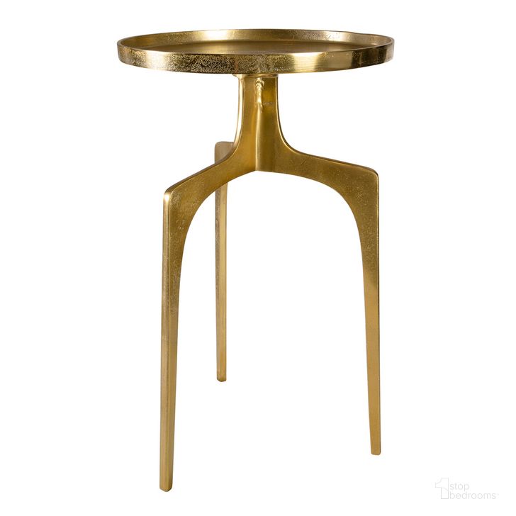 The appearance of Uttermost Kenna Accent Table designed by Uttermost in the modern / contemporary interior design. This gold piece of furniture  was selected by 1StopBedrooms from Kenna Collection to add a touch of cosiness and style into your home. Sku: 25053. Material: Aluminum. Product Type: Accent Table. Image1