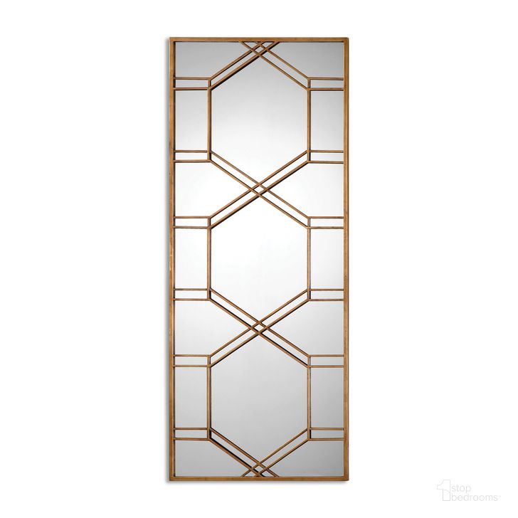The appearance of Uttermost Kennis Gold Leaf Leaner Mirror designed by Uttermost in the modern / contemporary interior design. This gold piece of furniture  was selected by 1StopBedrooms from Kennis Collection to add a touch of cosiness and style into your home. Sku: 13922. Product Type: Mirror. Material: MDF. Image1