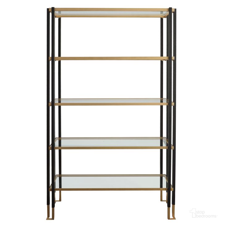 The appearance of Uttermost Kentmore Modern Etagere designed by Uttermost in the modern / contemporary interior design. This black piece of furniture  was selected by 1StopBedrooms from Kentmore Collection to add a touch of cosiness and style into your home. Sku: 25221. Product Type: Etagere. Material: Iron. Image1