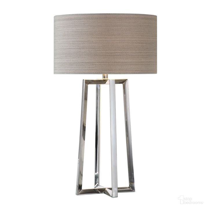 The appearance of Uttermost Keokee Stainless Steel Table Lamp designed by Uttermost in the modern / contemporary interior design. This gray piece of furniture  was selected by 1StopBedrooms from Keokee Collection to add a touch of cosiness and style into your home. Sku: 27573-1. Material: Stainless Steel. Product Type: Table Lamp. Image1