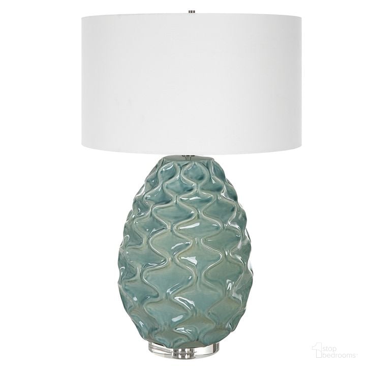 The appearance of Uttermost Laced Up Sea Foam Glass Table Lamp designed by Uttermost in the modern / contemporary interior design. This white piece of furniture  was selected by 1StopBedrooms from Laced Up Collection to add a touch of cosiness and style into your home. Sku: 30193. Material: Ceramic. Product Type: Table Lamp. Image1