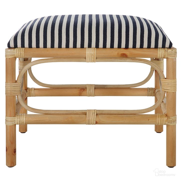 The appearance of Uttermost Laguna Small Striped Bench designed by Uttermost in the modern / contemporary interior design. This blue and white piece of furniture  was selected by 1StopBedrooms from Laguna Collection to add a touch of cosiness and style into your home. Sku: 23666. Material: Wood. Product Type: Bench. Image1