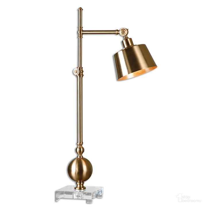 The appearance of Uttermost Laton Brushed Brass Task Lamp designed by Uttermost in the modern / contemporary interior design. This brushed brass piece of furniture  was selected by 1StopBedrooms from Laton Collection to add a touch of cosiness and style into your home. Sku: 29982-1. Material: Metal. Product Type: Lamp. Image1