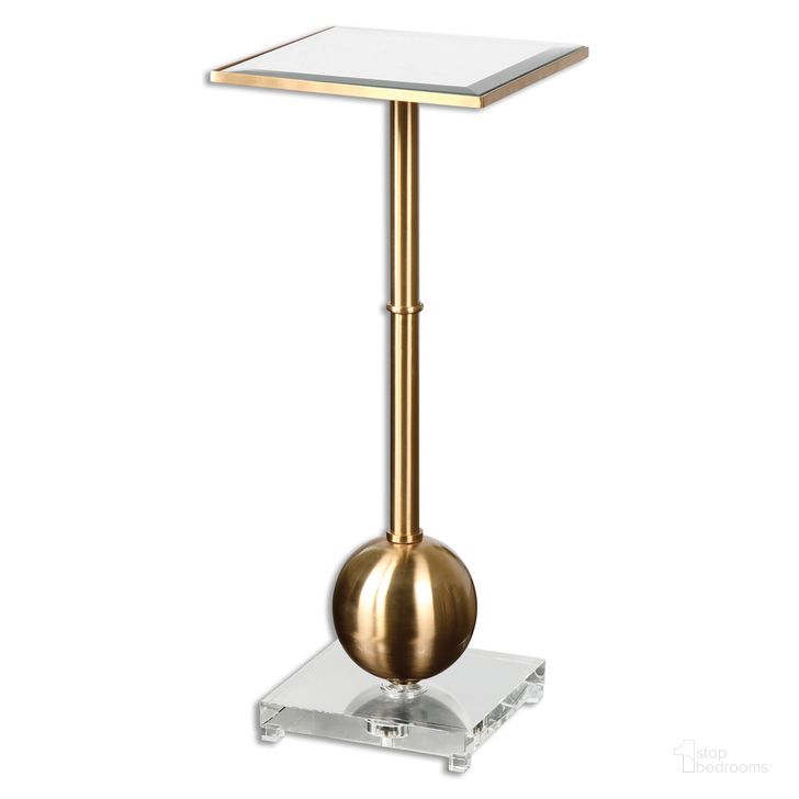The appearance of Uttermost Laton Mirrored Accent Table designed by Uttermost in the transitional interior design. This antique brass piece of furniture  was selected by 1StopBedrooms from Laton Collection to add a touch of cosiness and style into your home. Sku: 24502. Material: Metal. Product Type: Accent Table. Image1