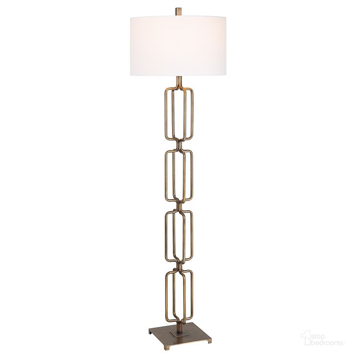 The appearance of Uttermost Link Brushed Gold Floor Lamp designed by Uttermost in the traditional interior design. This brass piece of furniture  was selected by 1StopBedrooms from Link Collection to add a touch of cosiness and style into your home. Sku: 30148. Product Type: Floor Lamp. Material: Iron. Image1