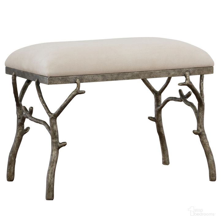The appearance of Uttermost Lismore Small Fabric Bench designed by Uttermost in the traditional interior design. This silver piece of furniture  was selected by 1StopBedrooms from  to add a touch of cosiness and style into your home. Sku: 23544. Product Type: Bench. Material: Iron. Image1