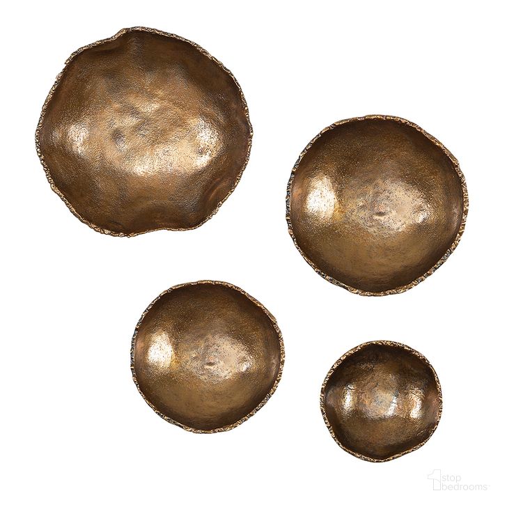 The appearance of Uttermost Lucky Coins Brass Wall Bowls Set Of 4 designed by Uttermost in the modern / contemporary interior design. This brass piece of furniture  was selected by 1StopBedrooms from  to add a touch of cosiness and style into your home. Sku: 04299. Material: Aluminum. Product Type: Wall Art. Image1