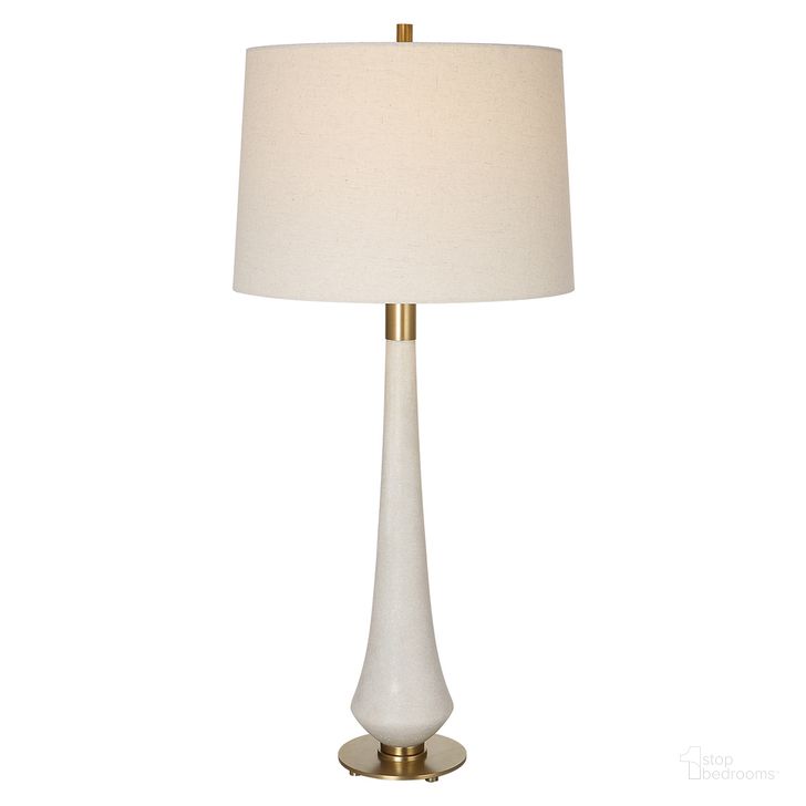 The appearance of Uttermost Marille Ivory Stone Table Lamp designed by Uttermost in the traditional interior design. This ivory piece of furniture  was selected by 1StopBedrooms from Marille Collection to add a touch of cosiness and style into your home. Sku: 30135. Product Type: Table Lamp. Material: Iron. Image1