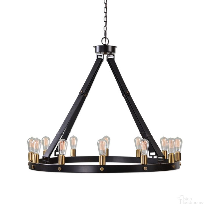 The appearance of Uttermost Marlow 12 Light Circle Chandelier designed by Uttermost in the transitional interior design. This bronze piece of furniture  was selected by 1StopBedrooms from Marlow Collection to add a touch of cosiness and style into your home. Sku: 21280. Product Type: Chandelier. Material: Iron. Image1