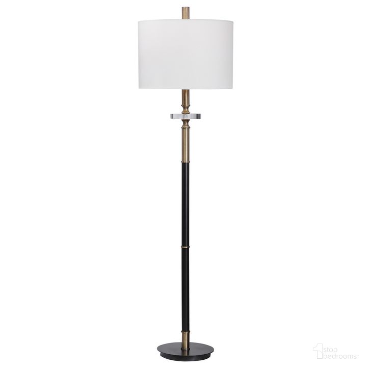 The appearance of Uttermost Maud Aged Black Floor Lamp designed by Uttermost in the traditional interior design. This black piece of furniture  was selected by 1StopBedrooms from Maud Collection to add a touch of cosiness and style into your home. Sku: 28196-1. Product Type: Floor Lamp. Material: Stainless Steel. Image1
