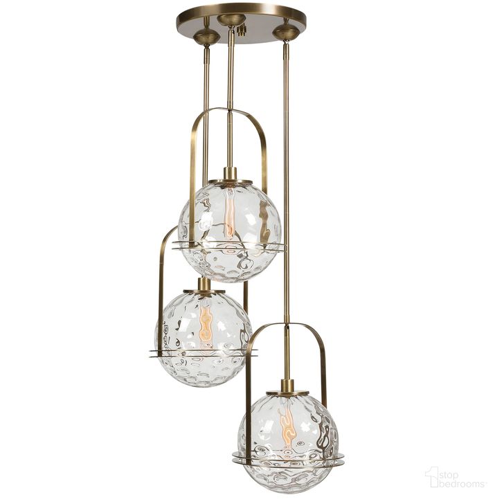The appearance of Uttermost Mimas 3 Light Cluster Pendant designed by Uttermost in the modern / contemporary interior design. This brass piece of furniture  was selected by 1StopBedrooms from Mimas Collection to add a touch of cosiness and style into your home. Sku: 21541. Material: Glass. Product Type: Pendant Lighting. Image1