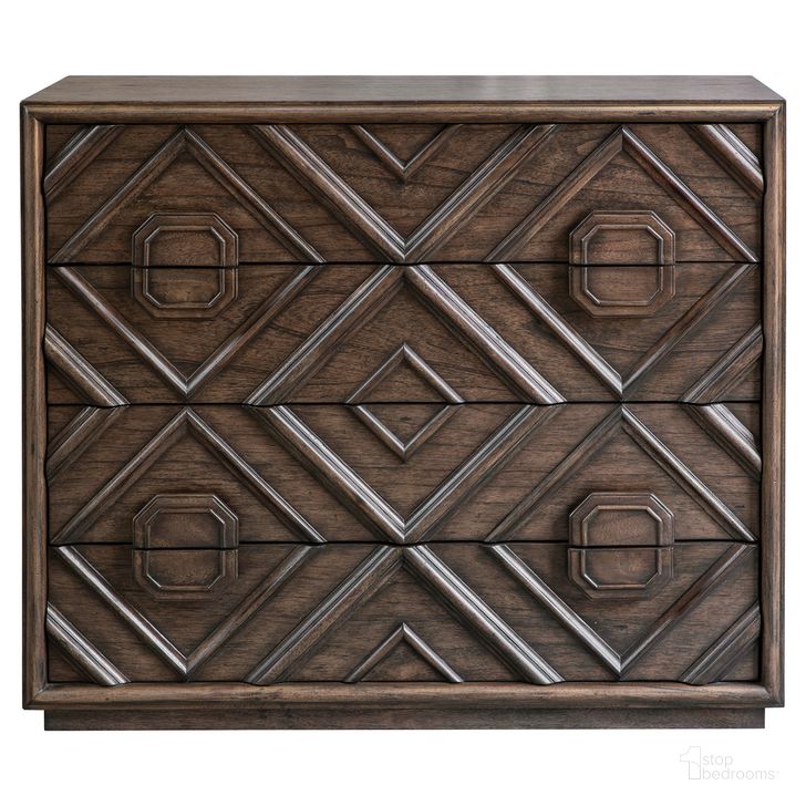The appearance of Uttermost Mindra Drawer Chest designed by Uttermost in the modern / contemporary interior design. This bronze piece of furniture  was selected by 1StopBedrooms from  to add a touch of cosiness and style into your home. Sku: 25458. Material: Wood. Product Type: Chest. Image1