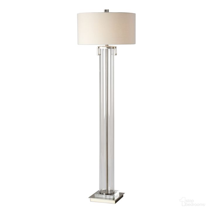 The appearance of Uttermost Monette Tall Cylinder Floor Lamp designed by Uttermost in the modern / contemporary interior design. This nickel piece of furniture  was selected by 1StopBedrooms from Monette Collection to add a touch of cosiness and style into your home. Sku: 28160. Product Type: Floor Lamp. Material: Stainless Steel. Image1