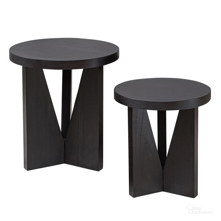 The appearance of Uttermost Nadette Nesting Tables Set Of 2 designed by Uttermost in the modern / contemporary interior design. This black piece of furniture  was selected by 1StopBedrooms from Nadette Collection to add a touch of cosiness and style into your home. Sku: 25467. Material: MDF. Product Type: Nesting Table. Image1