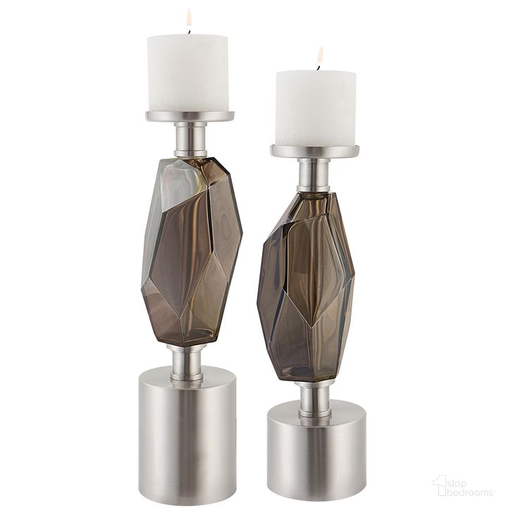 The appearance of Uttermost Ore Candleholders Set Of 2 designed by Uttermost in the modern / contemporary interior design. This nickel piece of furniture  was selected by 1StopBedrooms from Ore Collection to add a touch of cosiness and style into your home. Sku: 17994. Product Type: Candle Holder. Material: Iron. Image1