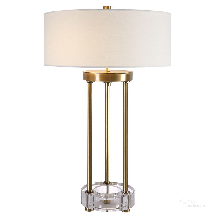 The appearance of Uttermost Pantheon Brass Rod Table Lamp designed by Uttermost in the traditional interior design. This brass piece of furniture  was selected by 1StopBedrooms from Pantheon Collection to add a touch of cosiness and style into your home. Sku: 30013-1. Product Type: Table Lamp. Image1