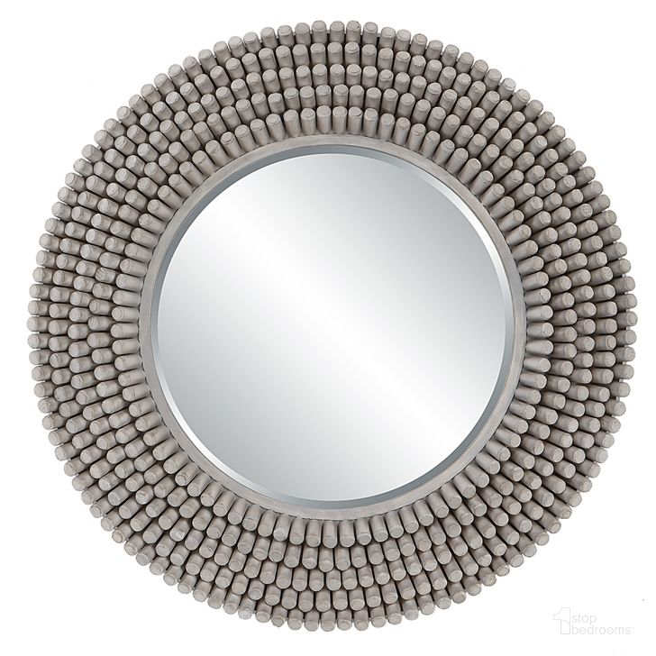 The appearance of Uttermost Portside Round Gray Mirror designed by Uttermost in the transitional interior design. This gray piece of furniture  was selected by 1StopBedrooms from Portside Collection to add a touch of cosiness and style into your home. Sku: 09873. Material: MDF. Product Type: Accent Mirror. Image1