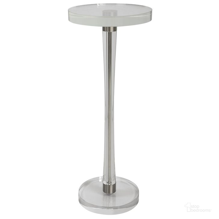 The appearance of Uttermost Pria Crystal Drink Table designed by Uttermost in the modern / contemporary interior design. This brushed nickel piece of furniture  was selected by 1StopBedrooms from Pria Collection to add a touch of cosiness and style into your home. Sku: 25279. Product Type: Accent Table. Material: Crystal. Image1