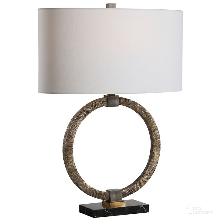 The appearance of Uttermost Relic Aged Gold Table Lamp designed by Uttermost in the modern / contemporary interior design. This gold piece of furniture  was selected by 1StopBedrooms from Relic Collection to add a touch of cosiness and style into your home. Sku: 28371-1. Product Type: Table Lamp. Material: Iron. Image1