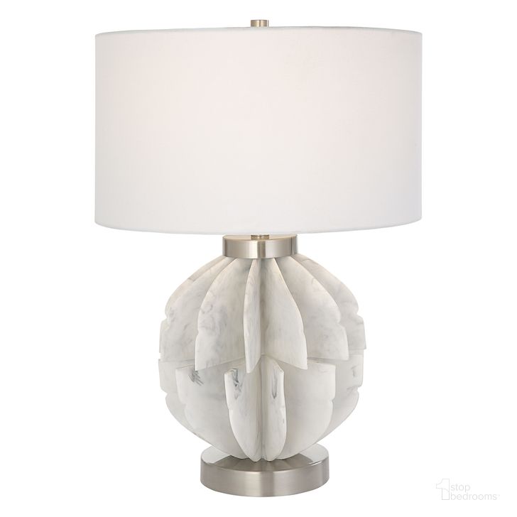 The appearance of Uttermost Repetition White Marble Table Lamp designed by Uttermost in the modern / contemporary interior design. This white piece of furniture  was selected by 1StopBedrooms from Repetition Collection to add a touch of cosiness and style into your home. Sku: 30015-1. Product Type: Table Lamp. Material: Iron. Image1