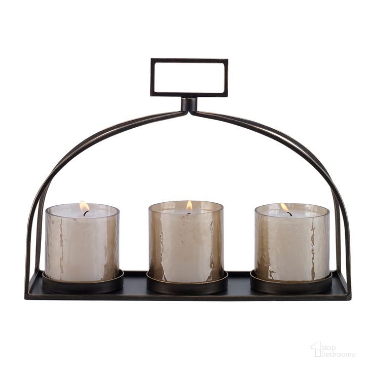 The appearance of Uttermost Riad Triple Candleholder designed by Uttermost in the traditional interior design. This dark bronze piece of furniture  was selected by 1StopBedrooms from Riad Collection to add a touch of cosiness and style into your home. Sku: 18040. Product Type: Candle Holder. Material: Iron. Image1