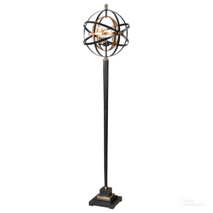 The appearance of Uttermost Rondure Sphere Floor Lamp designed by Uttermost in the modern / contemporary interior design. This bronze piece of furniture  was selected by 1StopBedrooms from Rondure Collection to add a touch of cosiness and style into your home. Sku: 28087-1. Product Type: Floor Lamp. Material: Iron. Image1
