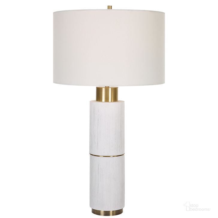 The appearance of Uttermost Ruse Whitewashed Table Lamp designed by Uttermost in the modern / contemporary interior design. This white wash piece of furniture  was selected by 1StopBedrooms from Ruse Collection to add a touch of cosiness and style into your home. Sku: 30190. Product Type: Table Lamp. Material: Iron. Image1