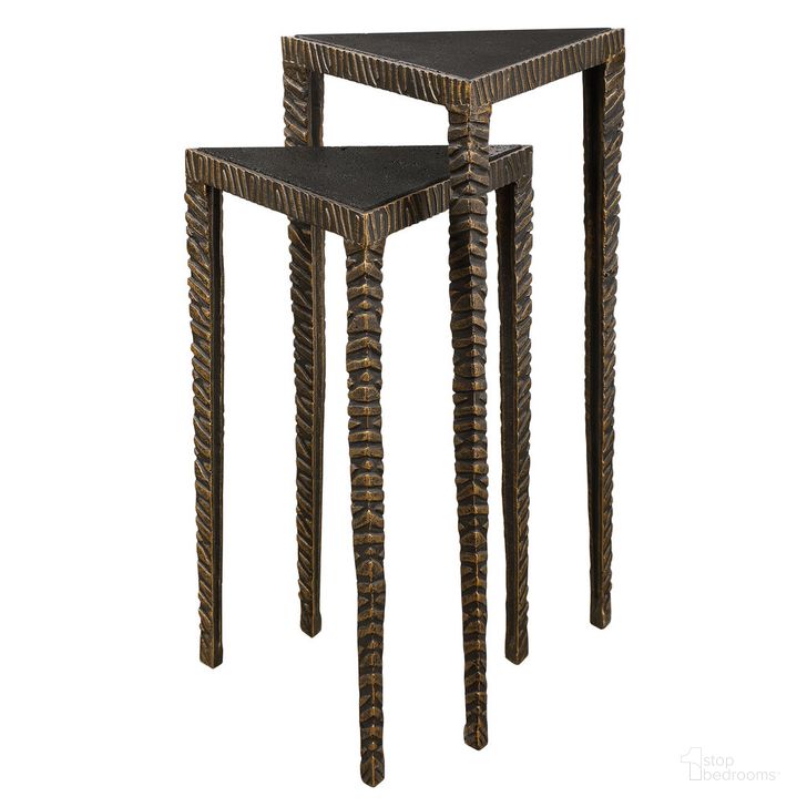 The appearance of Uttermost Samiria Triangular Accent Tables Set Of 2 designed by Uttermost in the modern / contemporary interior design. This black piece of furniture  was selected by 1StopBedrooms from  to add a touch of cosiness and style into your home. Sku: 24977. Product Type: Accent Table. Image1