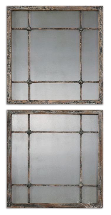 The appearance of Uttermost Saragano Square Mirrors Set Of 2 designed by Uttermost in the transitional interior design. This brown piece of furniture  was selected by 1StopBedrooms from Saragano Collection to add a touch of cosiness and style into your home. Sku: 13845. Product Type: Mirror. Image1