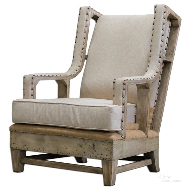 The appearance of Uttermost Schafer Linen Armchair designed by Uttermost in the modern / contemporary interior design. This brown piece of furniture  was selected by 1StopBedrooms from Schafer Collection to add a touch of cosiness and style into your home. Sku: 23615. Material: Wood. Product Type: Arm Chair. Image1