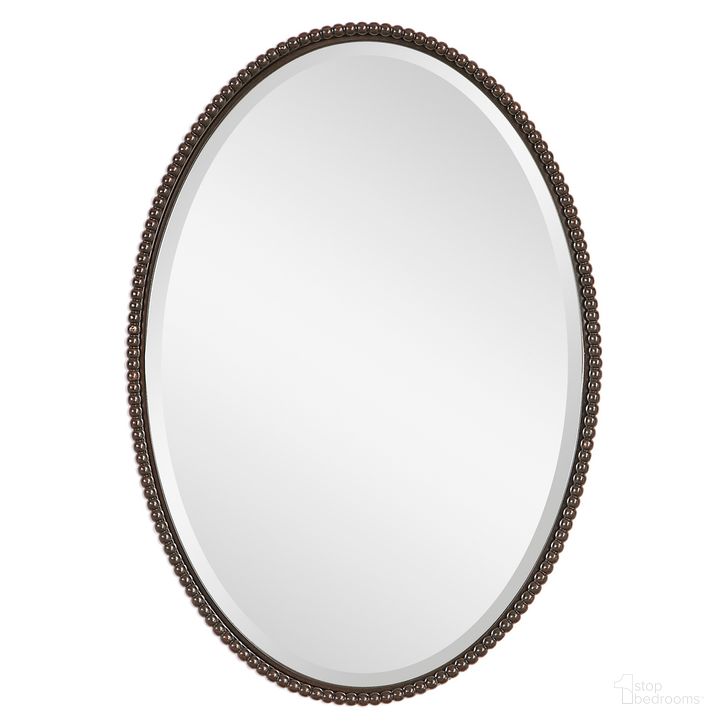 The appearance of Uttermost Sherise Bronze Oval Mirror designed by Uttermost in the modern / contemporary interior design. This bronze piece of furniture  was selected by 1StopBedrooms from Sherise Collection to add a touch of cosiness and style into your home. Sku: 01101 B. Material: Metal. Product Type: Mirror. Image1