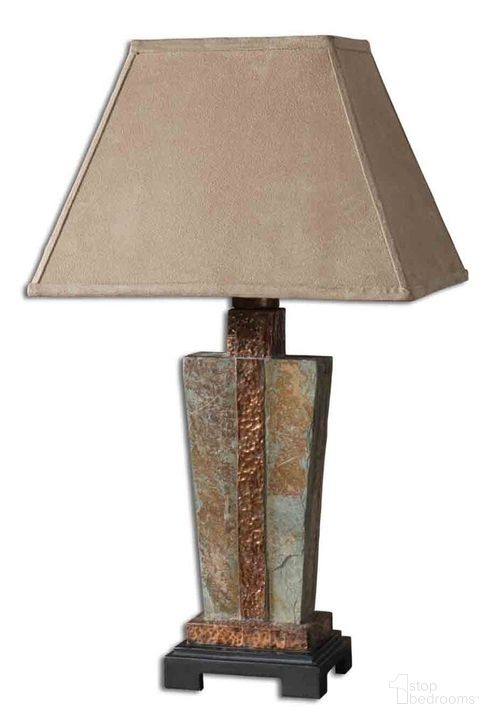 The appearance of Uttermost Slate Accent Lamp designed by Uttermost in the traditional interior design. This black piece of furniture  was selected by 1StopBedrooms from Slate Collection to add a touch of cosiness and style into your home. Sku: 26322-1. Material: Polyester. Product Type: Lamp. Image1