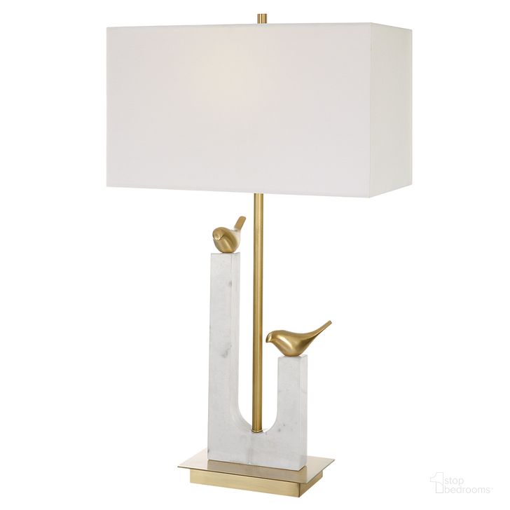 The appearance of Uttermost Songbirds Table Lamp designed by Uttermost in the modern / contemporary interior design. This brass piece of furniture  was selected by 1StopBedrooms from Songbirds Collection to add a touch of cosiness and style into your home. Sku: 30189. Material: Marble. Product Type: Table Lamp. Image1