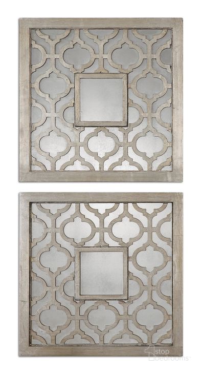 The appearance of Uttermost Sorbolo Squares Decorative Mirror Set Of 2 designed by Uttermost in the modern / contemporary interior design. This silver piece of furniture  was selected by 1StopBedrooms from Sorbolo Collection to add a touch of cosiness and style into your home. Sku: 13808. Product Type: Mirror. Material: MDF. Image1