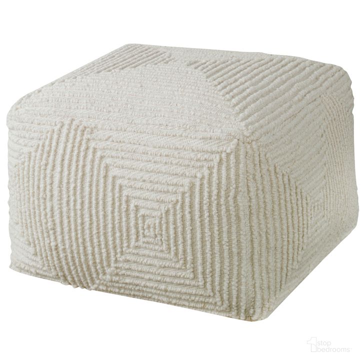 The appearance of Uttermost Sovanna Geometric Pouf designed by Uttermost in the modern / contemporary interior design. This white piece of furniture  was selected by 1StopBedrooms from Sovanna Collection to add a touch of cosiness and style into your home. Sku: 23971. Material: Wool. Product Type: Ottoman. Image1