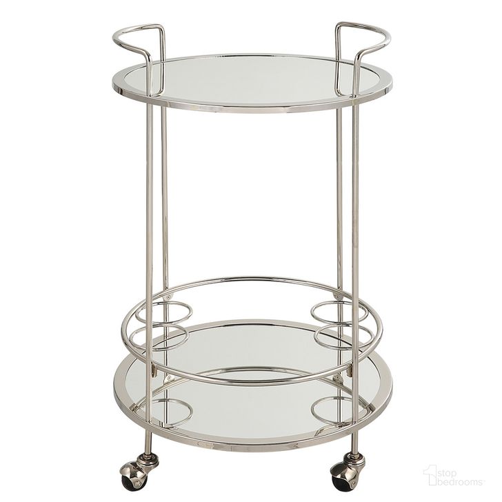 The appearance of Uttermost Spritz Chrome Bar Cart designed by Uttermost in the modern / contemporary interior design. This chrome piece of furniture  was selected by 1StopBedrooms from Spritz Collection to add a touch of cosiness and style into your home. Sku: 22895. Material: Steel. Product Type: Bar Cart. Image1