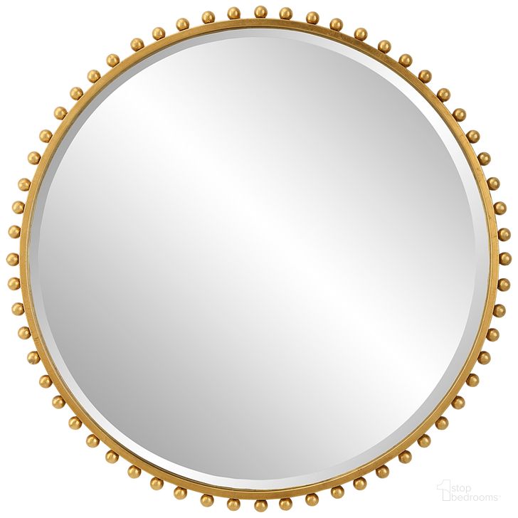 The appearance of Uttermost Taza Gold Round Mirror designed by Uttermost in the modern / contemporary interior design. This gold piece of furniture  was selected by 1StopBedrooms from Taza Collection to add a touch of cosiness and style into your home. Sku: 09777. Material: MDF. Product Type: Accent Mirror. Image1