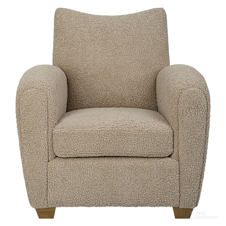The appearance of Uttermost Teddy Latte Accent Chair designed by Uttermost in the traditional interior design. This latte piece of furniture  was selected by 1StopBedrooms from Teddy Collection to add a touch of cosiness and style into your home. Sku: 23694. Product Type: Accent Chair. Material: Rubberwood. Image1