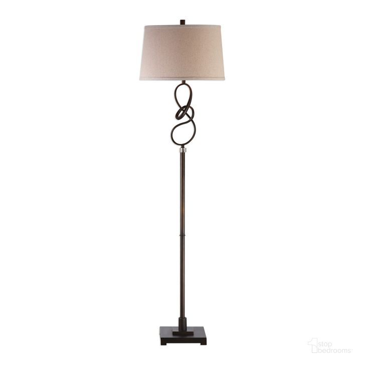 The appearance of Uttermost Tenley Twisted Bronze Floor Lamp designed by Uttermost in the modern / contemporary interior design. This bronze piece of furniture  was selected by 1StopBedrooms from Tenley Collection to add a touch of cosiness and style into your home. Sku: 28129-1. Product Type: Floor Lamp. Material: Stainless Steel. Image1