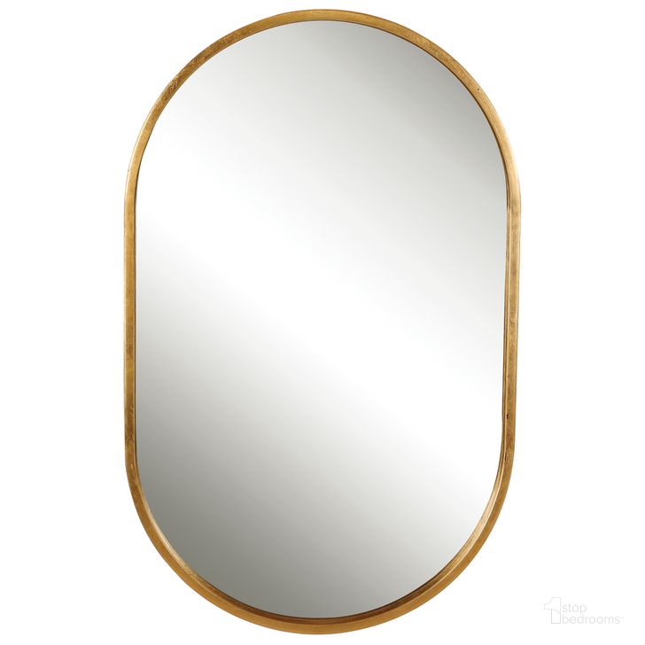 The appearance of Uttermost Varina Minimalist Gold Oval Mirror designed by Uttermost in the transitional interior design. This gold piece of furniture  was selected by 1StopBedrooms from Varina Collection to add a touch of cosiness and style into your home. Sku: 09736. Product Type: Mirror. Material: MDF. Image1