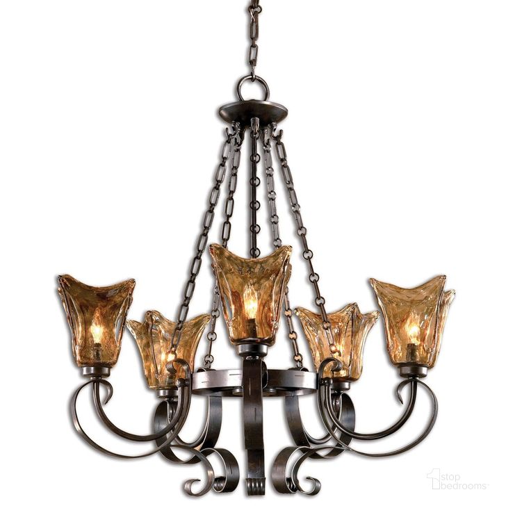 The appearance of Uttermost Vetraio 5Lt Oil Rubbed Bronze Chandelier designed by Uttermost in the transitional interior design. This bronze piece of furniture  was selected by 1StopBedrooms from Vetraio Collection to add a touch of cosiness and style into your home. Sku: 21007. Material: Metal. Product Type: Chandelier. Image1