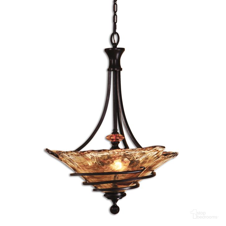 The appearance of Uttermost Vitalia 3 Lt Oil Rubbed Bronze Pendant designed by Uttermost in the transitional interior design. This bronze piece of furniture  was selected by 1StopBedrooms from Vitalia Collection to add a touch of cosiness and style into your home. Sku: 21904. Material: Metal. Product Type: Pendant Lighting. Image1