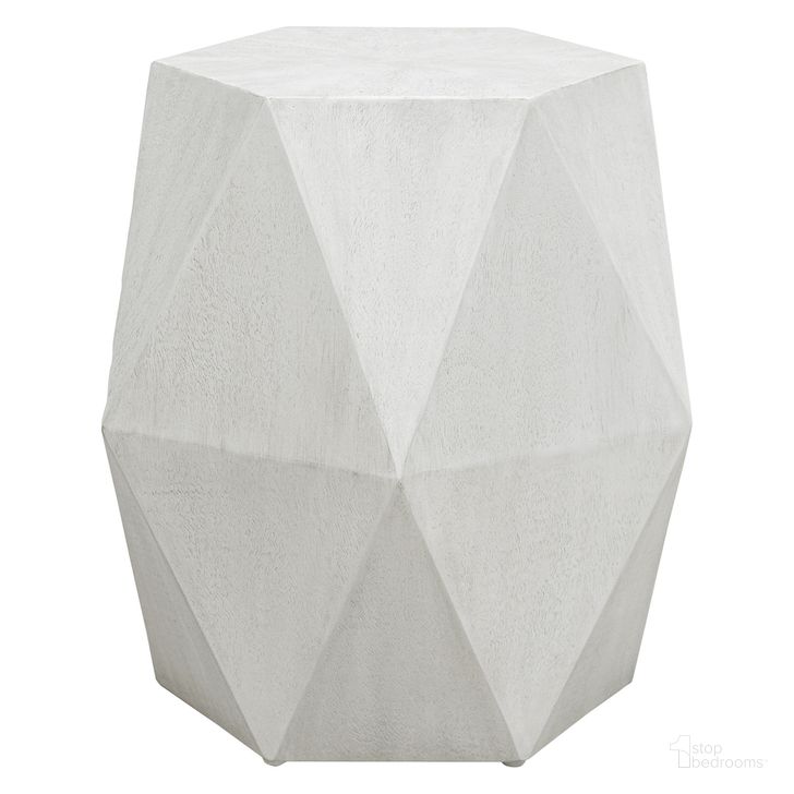 The appearance of Uttermost Volker White Geometric Accent Table designed by Uttermost in the modern / contemporary interior design. This white piece of furniture  was selected by 1StopBedrooms from Volker Collection to add a touch of cosiness and style into your home. Sku: 25273. Material: Wood. Product Type: Accent Table. Image1