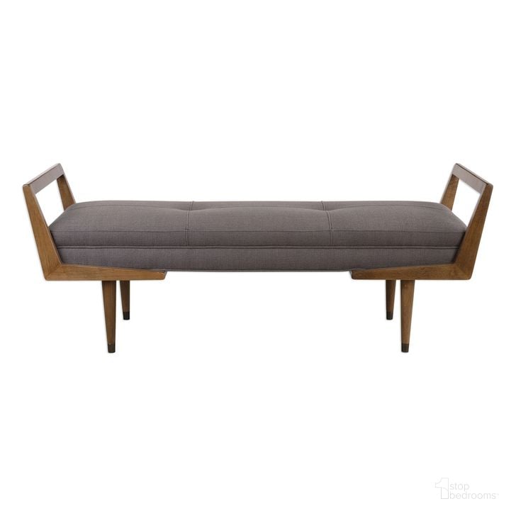 The appearance of Uttermost Waylon Mid-Century Modern Bench designed by Uttermost in the modern / contemporary interior design. This gray piece of furniture  was selected by 1StopBedrooms from Waylon Collection to add a touch of cosiness and style into your home. Sku: 23388. Material: Wood. Product Type: Bench. Image1